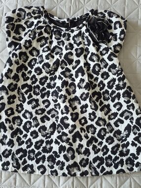 Pippa & Julie Black and White Leopard-Print Casual Dress with Flower Accent